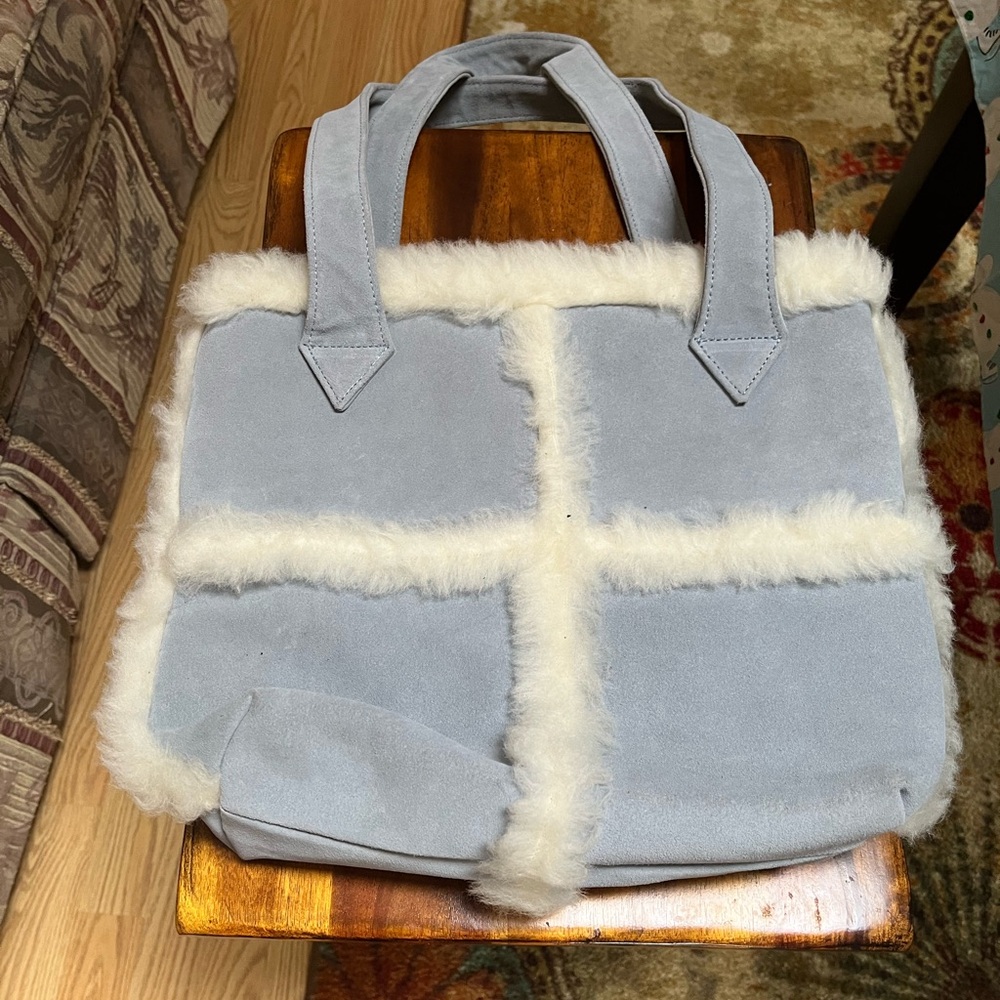 Emu Australia Blue and White Sherpa Purse Handbag